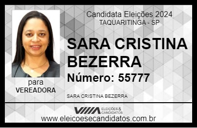 Candidato SARA CRISTINA 2024 - TAQUARITINGA - Eleições