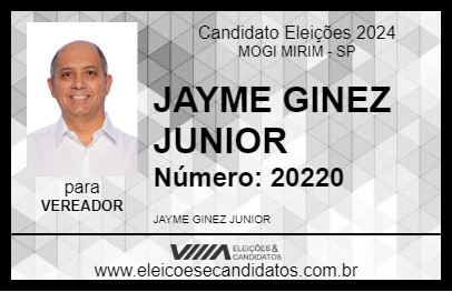 Candidato JAYME GINEZ JUNIOR 2024 - MOGI MIRIM - Eleições