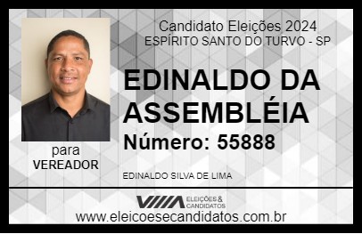 Candidato EDINALDO DA ASSEMBLÉIA 2024 - ESPÍRITO SANTO DO TURVO - Eleições