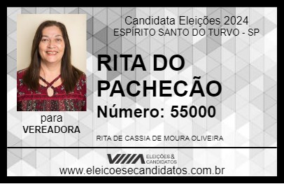 Candidato RITA DO PACHECÃO 2024 - ESPÍRITO SANTO DO TURVO - Eleições