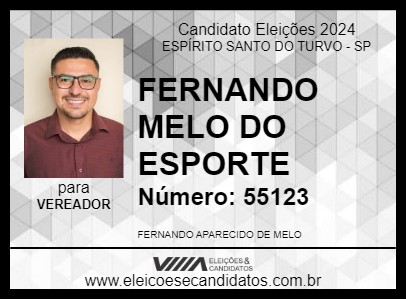 Candidato FERNANDO MELO 2024 - ESPÍRITO SANTO DO TURVO - Eleições