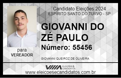 Candidato GIOVANNI DO ZÉ PAULO 2024 - ESPÍRITO SANTO DO TURVO - Eleições