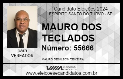 Candidato MAURO DOS TECLADOS 2024 - ESPÍRITO SANTO DO TURVO - Eleições