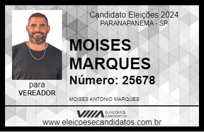 Candidato MOISES MARQUES  2024 - PARANAPANEMA - Eleições