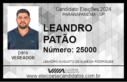 Candidato LEANDRO PATÃO 2024 - PARANAPANEMA - Eleições