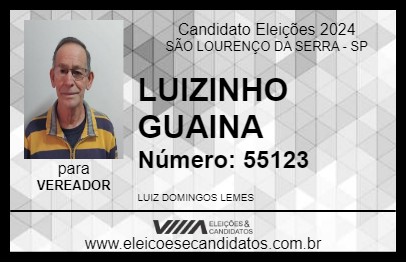 Candidato LUIZINHO GUAINA 2024 - SÃO LOURENÇO DA SERRA - Eleições