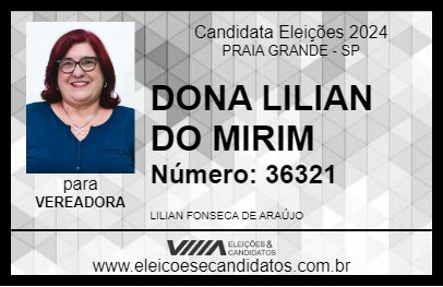 Candidato DONA LILIAN DO MIRIM 2024 - PRAIA GRANDE - Eleições