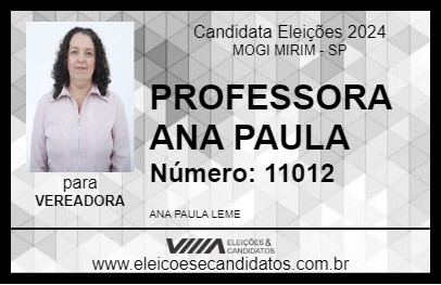 Candidato PROFESSORA ANA PAULA 2024 - MOGI MIRIM - Eleições