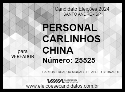 Candidato PERSONAL CARLINHOS CHINA 2024 - SANTO ANDRÉ - Eleições