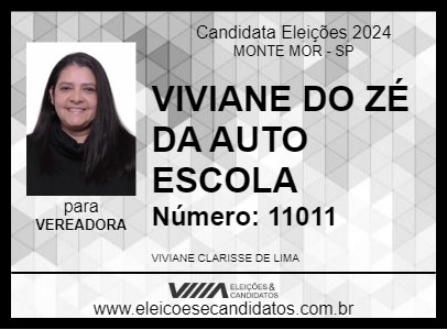 Candidato VIVIANE DO ZÉ DA AUTO ESCOLA 2024 - MONTE MOR - Eleições