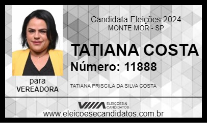 Candidato TATIANA COSTA 2024 - MONTE MOR - Eleições