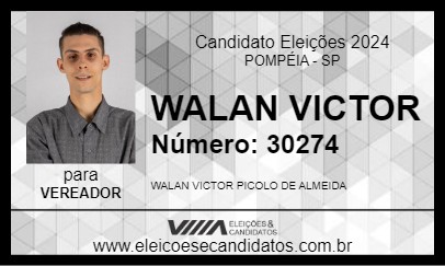 Candidato WALAN VICTOR 2024 - POMPÉIA - Eleições