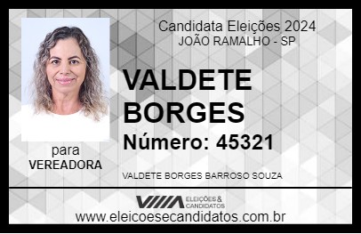 Candidato VALDETE BORGES 2024 - JOÃO RAMALHO - Eleições