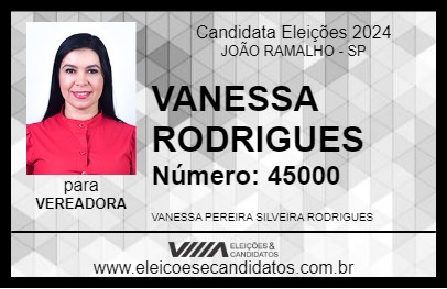 Candidato VANESSA RODRIGUES 2024 - JOÃO RAMALHO - Eleições