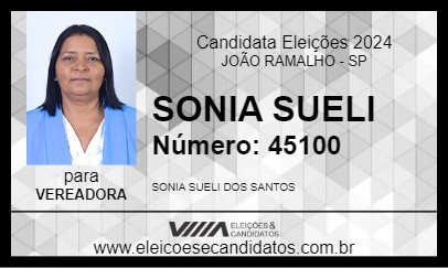 Candidato SONIA SUELI 2024 - JOÃO RAMALHO - Eleições