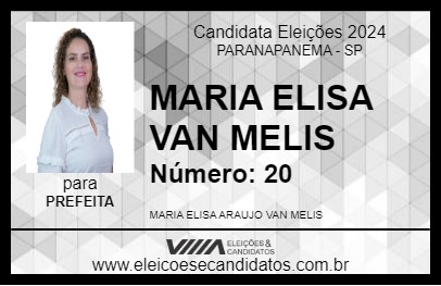 Candidato MARIA ELISA VAN MELIS 2024 - PARANAPANEMA - Eleições