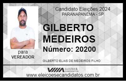 Candidato GILBERTO MEDEIROS 2024 - PARANAPANEMA - Eleições