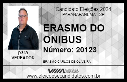 Candidato ERASMO DO ONIBUS 2024 - PARANAPANEMA - Eleições