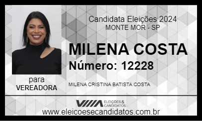 Candidato MILENA COSTA 2024 - MONTE MOR - Eleições