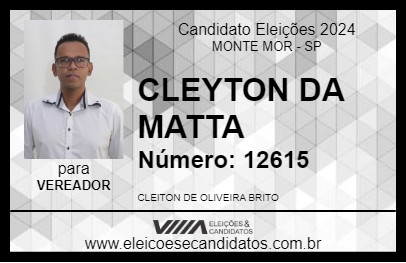 Candidato CLEYTON DA MATTA 2024 - MONTE MOR - Eleições