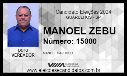 Candidato MANOEL ZEBU 2024 - GUARULHOS - Eleições