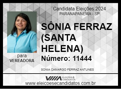 Candidato SÔNIA FERRAZ (SANTA HELENA) 2024 - PARANAPANEMA - Eleições