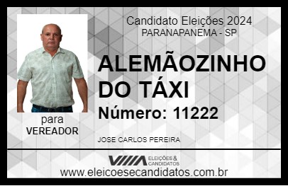 Candidato ALEMÃOZINHO DO TÁXI 2024 - PARANAPANEMA - Eleições