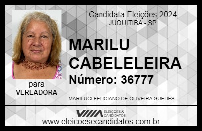 Candidato MARILU CABELELEIRA 2024 - JUQUITIBA - Eleições