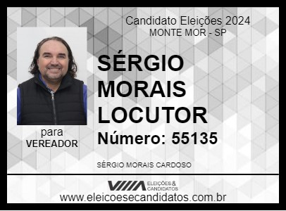 Candidato SÉRGIO MORAIS LOCUTOR 2024 - MONTE MOR - Eleições