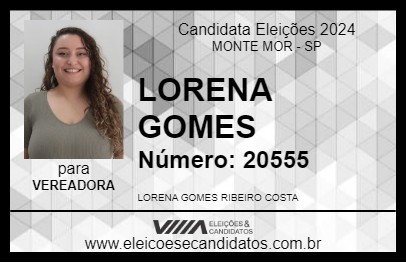 Candidato LORENA GOMES 2024 - MONTE MOR - Eleições