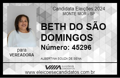 Candidato BETH DO SÃO DOMINGOS 2024 - MONTE MOR - Eleições