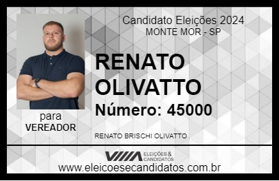 Candidato RENATO OLIVATTO 2024 - MONTE MOR - Eleições