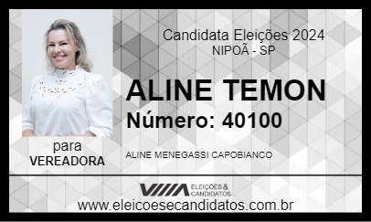 Candidato ALINE TEMON 2024 - NIPOÃ - Eleições