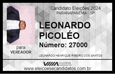 Candidato LEONARDO PICOLÉO 2024 - PARANAPANEMA - Eleições