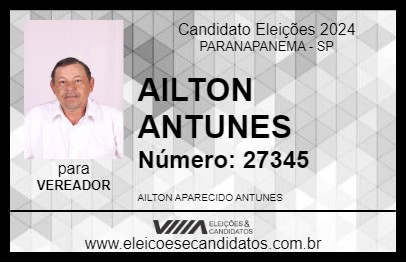 Candidato AILTON ANTUNES 2024 - PARANAPANEMA - Eleições