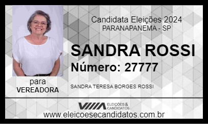 Candidato SANDRA ROSSI 2024 - PARANAPANEMA - Eleições