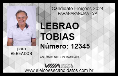 Candidato LEBRAO TOBIAS 2024 - PARANAPANEMA - Eleições