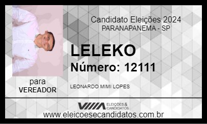 Candidato LELEKO 2024 - PARANAPANEMA - Eleições