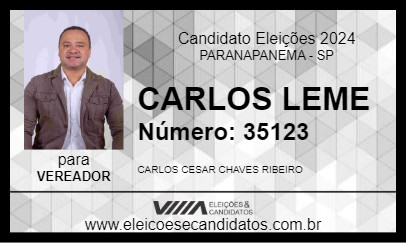 Candidato CARLOS LEME 2024 - PARANAPANEMA - Eleições