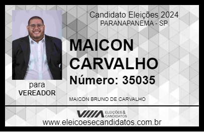 Candidato MAICON CARVALHO 2024 - PARANAPANEMA - Eleições