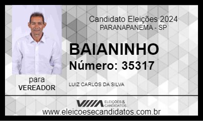 Candidato BAIANINHO 2024 - PARANAPANEMA - Eleições