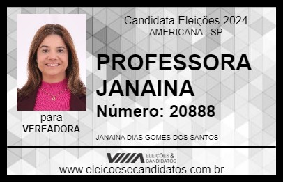 Candidato PROFESSORA JANAINA 2024 - AMERICANA - Eleições