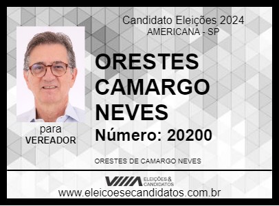 Candidato ORESTES CAMARGO NEVES 2024 - AMERICANA - Eleições