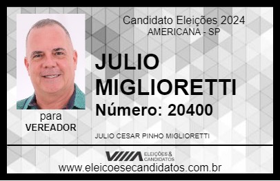 Candidato JULIO MIGLIORETTI 2024 - AMERICANA - Eleições