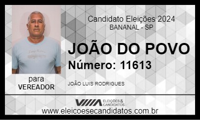 Candidato JOÃO DO POVO 2024 - BANANAL - Eleições