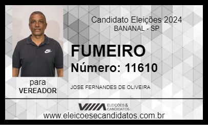 Candidato FUMEIRO 2024 - BANANAL - Eleições