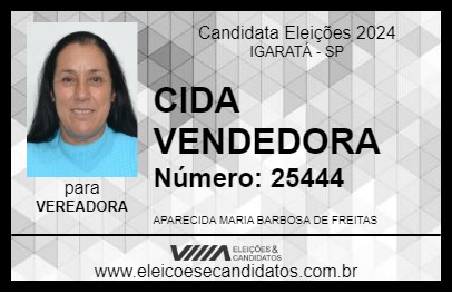 Candidato CIDA VENDEDORA 2024 - IGARATÁ - Eleições