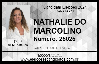 Candidato NATHALIE DO MARCOLINO 2024 - IGARATÁ - Eleições