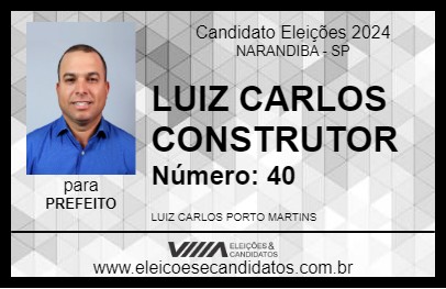 Candidato LUIZ CARLOS CONSTRUTOR 2024 - NARANDIBA - Eleições