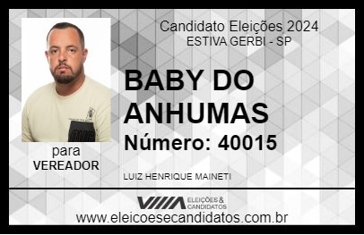 Candidato BABY DO ANHUMAS 2024 - ESTIVA GERBI - Eleições